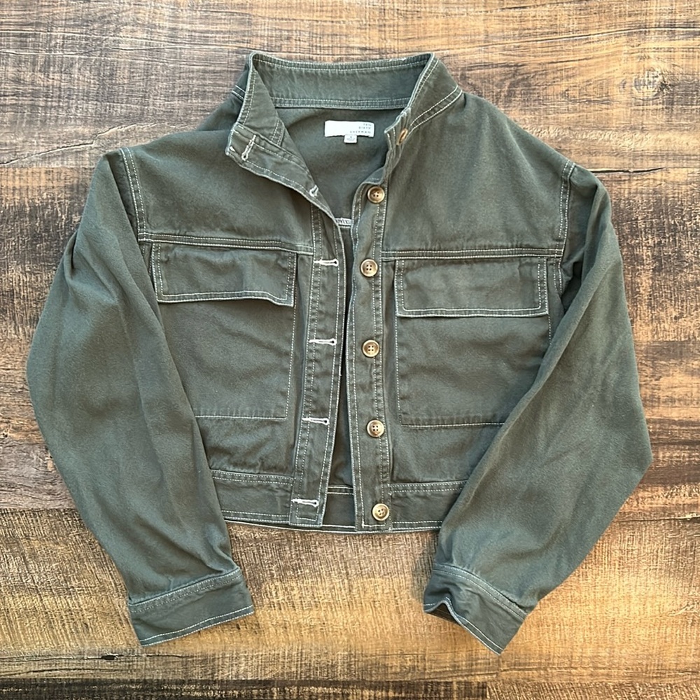 Nordstrom Green Jean Cropped Jacket
